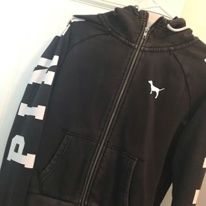 Victoria Secret “PINK” Zip up distressed jacket